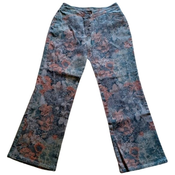 Nygard Collection Floral Design Brown Black Multi-Shade Pants 8 /Waist 30" - Picture 1 of 5